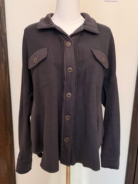Bluivy Dark Gray Button-Front Shirt Jacket